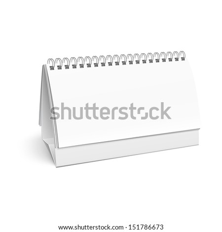 Blank paper desk spiral calendar with soft shadows. Vector illustration. EPS10.