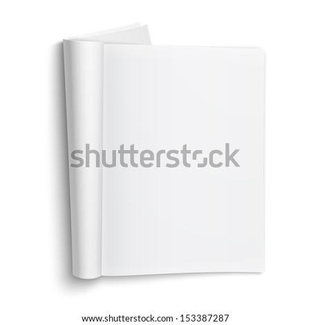 Blank open magazine template on white background with soft shadows. Vector illustration. EPS10.