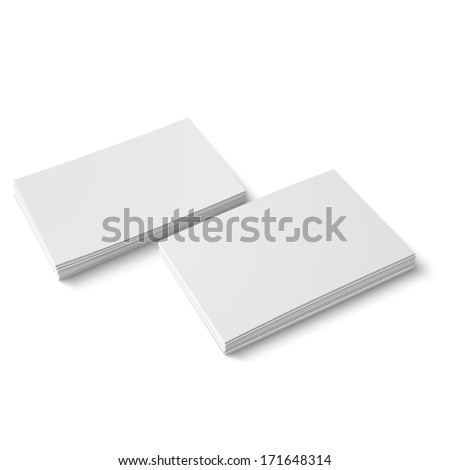 Two stack of blank business cards on white background with soft shadows. Vector illustration. EPS10.