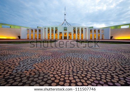 This image shows the Australian Parliament House in Canberra