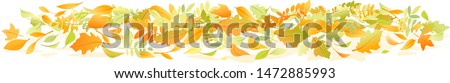 Group of various autumn fallen leaves in red and orange colors lying on ground isolated, dump of different leaves, autumn concept illustration clipart