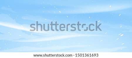 Snow blizzard nature texture illustration background, extreme weather conditions with cold wind and snow, winter wind with snow on blue sky background, extreme weather conditions