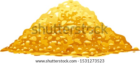 Pile of golden nugget, big bright treasure of gold ore, wealth concept illustration, precious stone or lump of golden stone