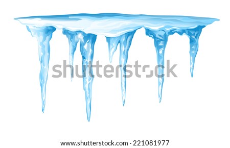 Blue frozen icicle cluster hanging down from snow, eps10 isolated