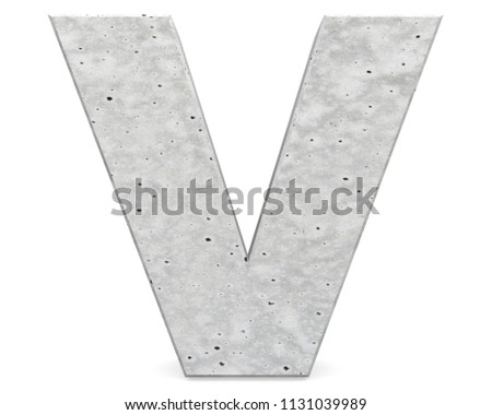 Concrete Capital Letter - V isolated on white background . 3D render Illustration Photo stock © 