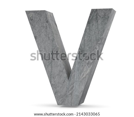 Concrete Capital Letter - V isolated on white background. 3D render Illustration Photo stock © 