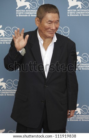 VENICE - SEPTEMBER 3: Takeshi Kitano for \' Outrage Beyond \' Premiere during the 69th Venice Film Festival on September 3, 2012 in Venice, Italy.
