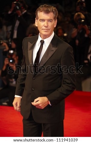 VENICE - SEPTEMBER 2: Pierce Brosnan for \' Love is all you need \' Premiere during the 69th Venice Film Festival on September 2, 2012 in Venice, Italy.