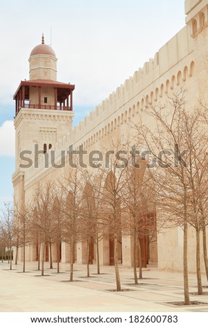 King Hussein Bin Talal mosque minaret in Amman,  Jordan