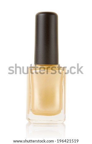 Gold nail polish bottle isolated on white, clipping path included