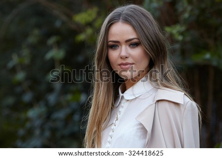 PARIS - OCTOBER 1: Kristina Bazan poses for photographers before Chloe show, Paris Fashion Week Day 3, Spring / Summer 2016 street style on October 1, 2015 in Paris.