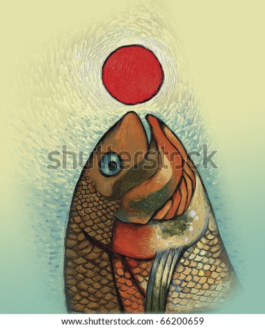 color painted fish (imitation painting oil paints)