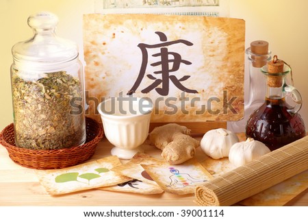 Traditional alternative therapy or medicine, Chinese health symbol, concept of healthy lifestyle