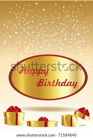 Golden Birthday Card Stock Vector Illustration 71584840 : Shutterstock