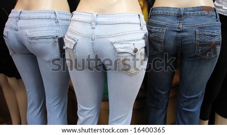Woman Jeans display at a out door store