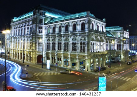 VIENNA - 23 MARCH:State Opera house on March 23,2013 in Vienna.The building was the first major building on the Vienna Ringstrasse.Work commenced on the building in 1861 and was completed in 1869.