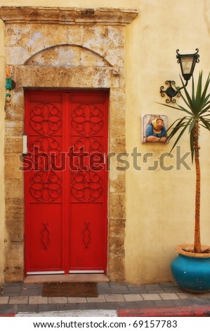 Antique red door