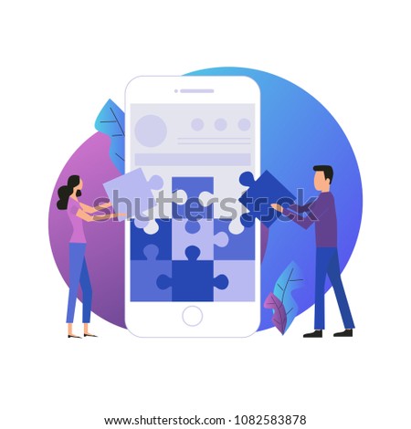 Mobile application development process flat vector illustration. Software API prototyping and testing background. Smartphone interface building process, mobile app building concept.