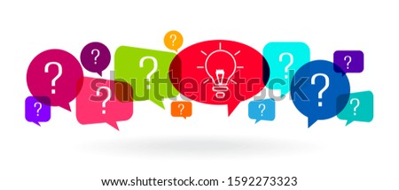 Speech bubbles with bulb lamp and question mark  question and answer concept
