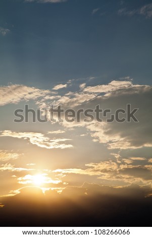 Dramatics sunset sky with clouds for background