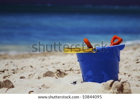 Pail and shovel on the beach
