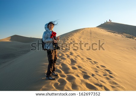woman at the Gobi desert,China
