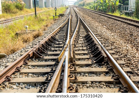 Rail switches in yard off mainline