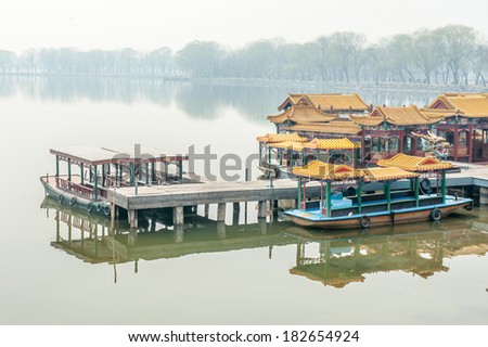 BEIJING,CHINA - MARCH 31, 2011 : The lake boat pier in  summer palace in Beijing,China.