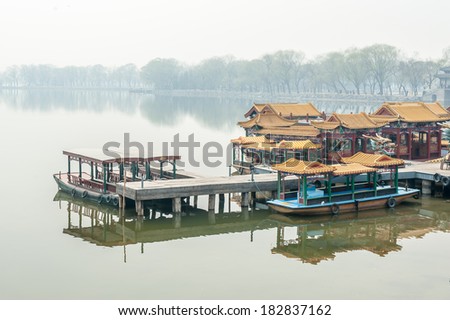 BEIJING,CHINA - MARCH 31, 2011 : The lake boat pier in summer palace in Beijing,China.