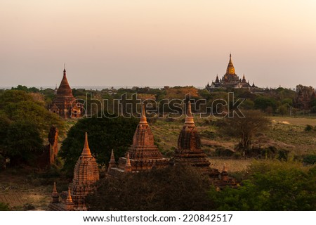 The Temples of Bagan at sunrise,Myanmar.
