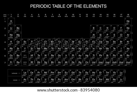 Periodic Table Of The Elements On Black Background Stock Photo 83954080 ...