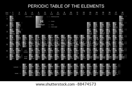 Periodic Table Of Elements - Glossy Icons On Black Background Stock ...