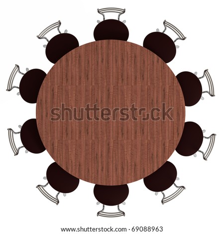 Round Table And Chairs, Top View, Isolated On White, With Clipping Path ...