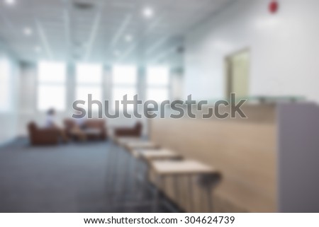 blurred reception counter service office space background