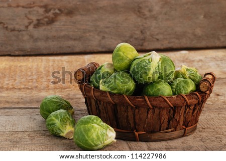 Basket of fresh green brussels sprouts