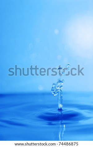 swirling water splash isolated on blue  background