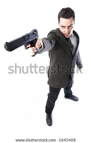 Man Shooting A Gun Stock Photo 1645468 : Shutterstock