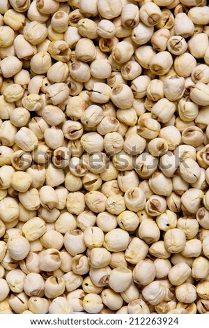 Dried lotus seeds background