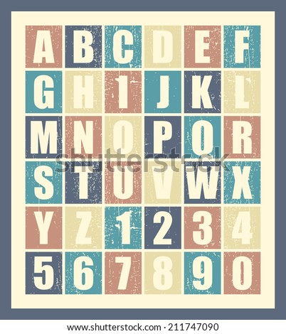 Stylish Retro Alphabet. Vector Illustration - 211747090 : Shutterstock