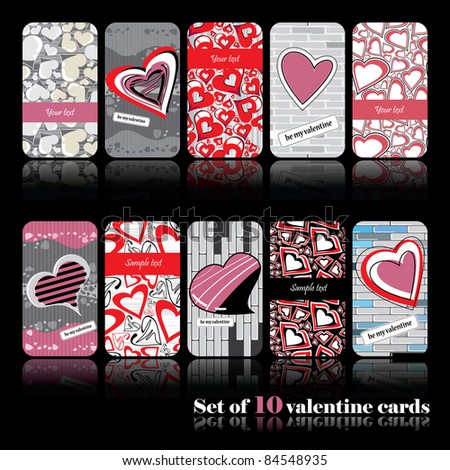 Set of ten valentine cards