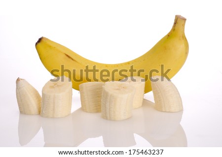 banana , Sliced banana on white