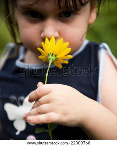Child with flower portrait