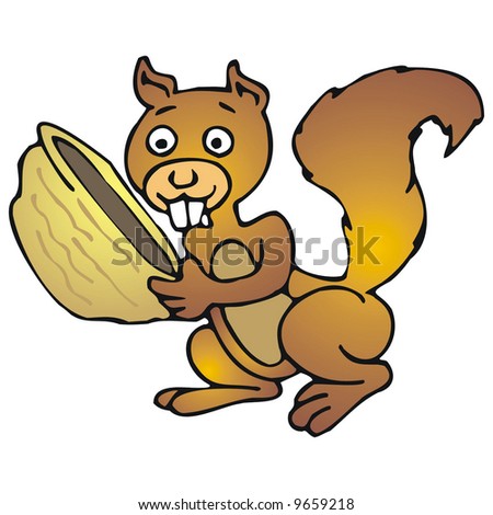 Art Illustration Of A Squirrel With A Nut - 9659218 : Shutterstock