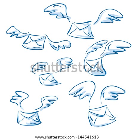 vector winged envelopes set