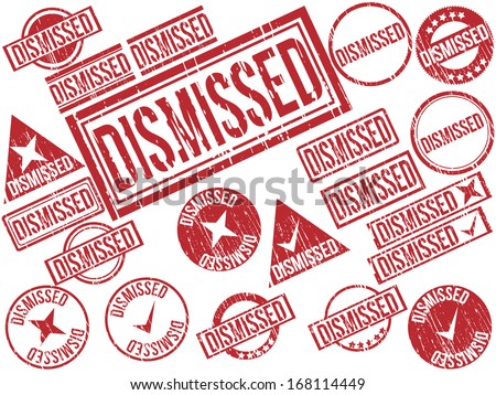 Collection of 21 red  grunge rubber stamps with text 
