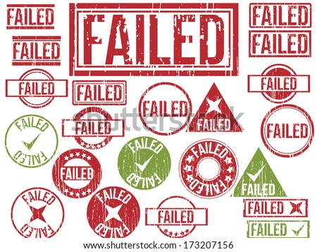 Collection of 22 red and green grunge rubber stamps with text 