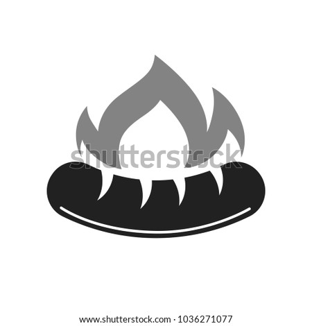 Barbecue or bbq grill hot sausage vector icon for bucher shop