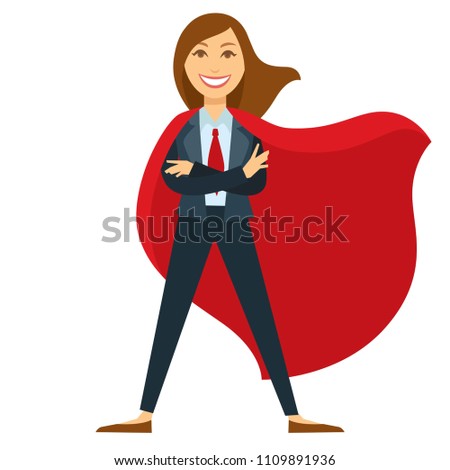 Superwoman in formal office suit with red tie and cloak Foto d'archivio © 