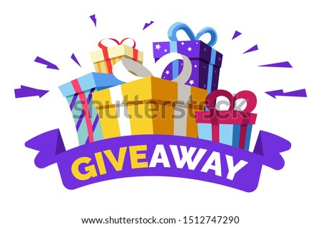 Giveaway for promo in social network, advertizing of giving present, like or repost isolated icon vector. Business account, gift box, winner. Social media post, surprise package, subscribers reward