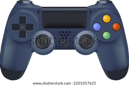 Realistic joystick for video games, isolated gamepad with buttons and knobs for easy gaming process and entertainment. Device for personal computer, phone or laptop gadget. Vector in flat style